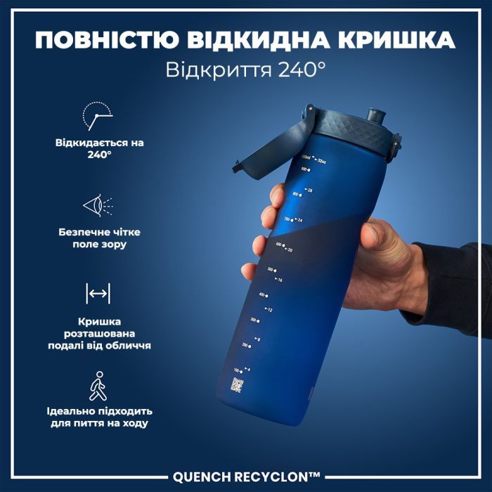 Пляшка для води ION8 OneTouch 1000 мл BPA Free, Rose Quartz (I8RF1000ROS) зображення 3