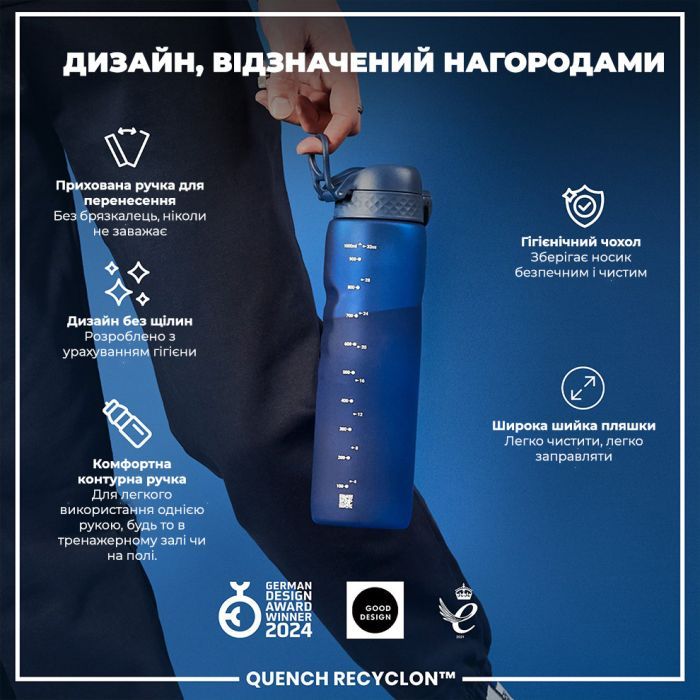 Пляшка для води ION8 OneTouch 1000 мл BPA Free, Rose Quartz (I8RF1000ROS) зображення 4