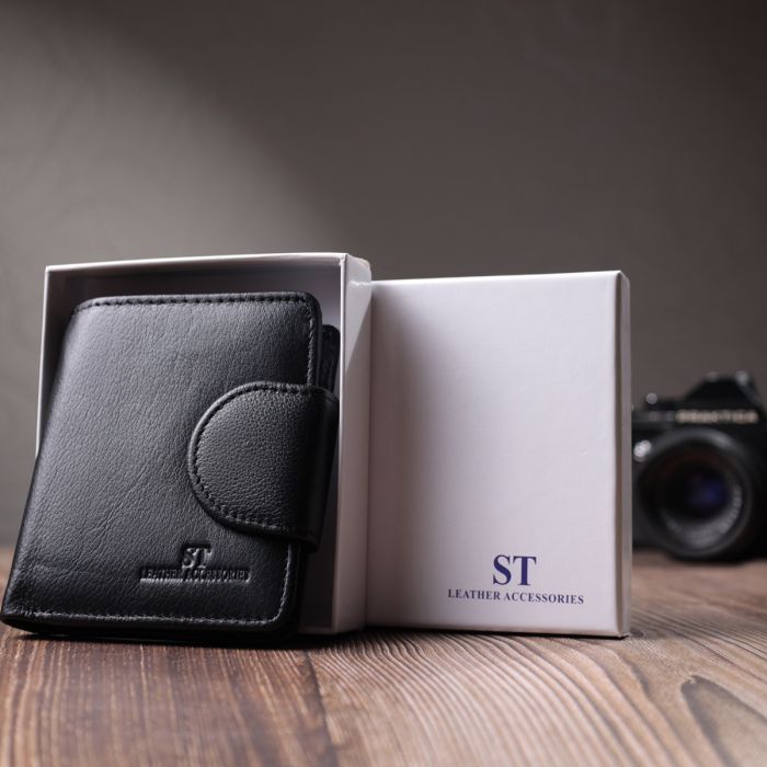 Гаманець ST Leather З натуральної шкіри Чорний (22701) зображення 11