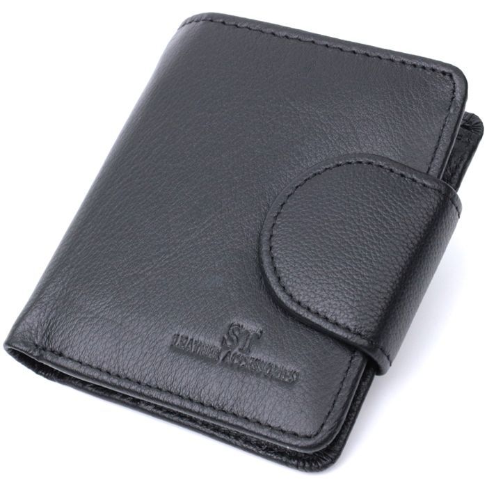 Гаманець ST Leather З натуральної шкіри Чорний (22701)