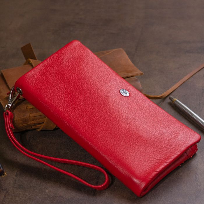 Кошелек ST Leather Из кожи с карманом для мобильного Розовый (19313) изображение 11