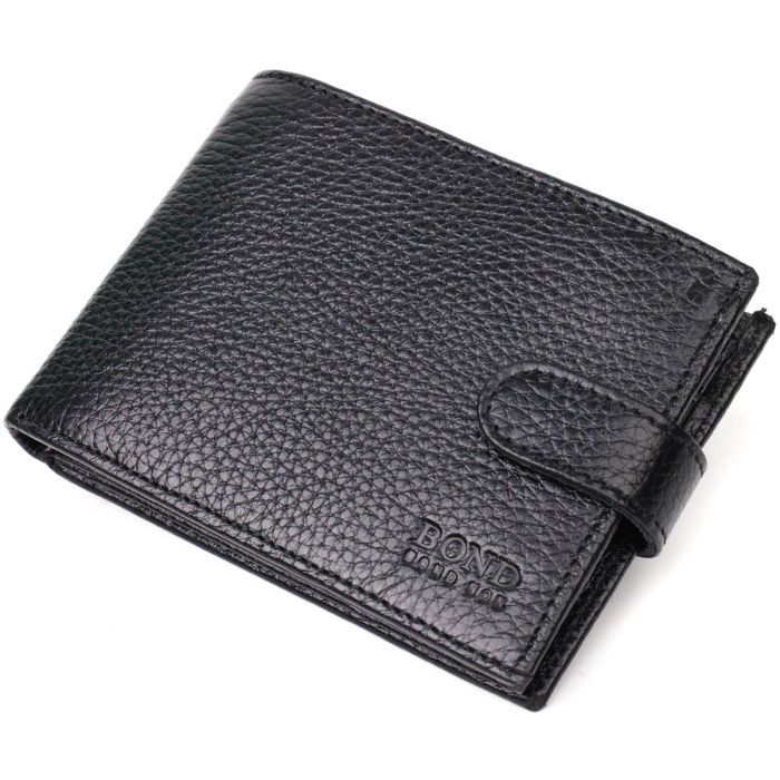 Портмоне Bond Accessories Из натуральной зернистой кожи Черное (22059)