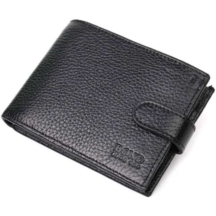 Портмоне Bond Accessories Из натуральной зернистой кожи Черное (22059)