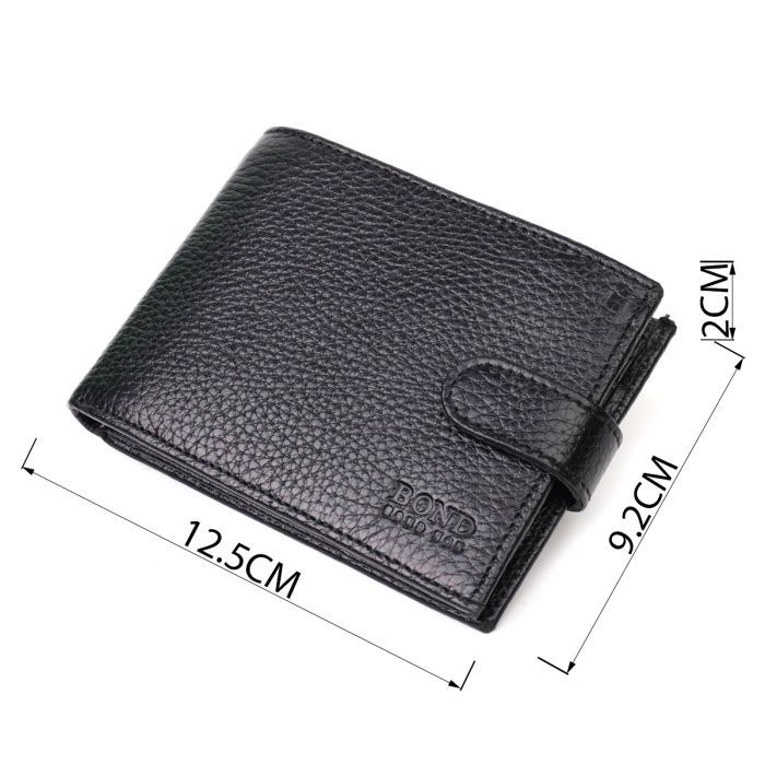 Портмоне Bond Accessories Из натуральной зернистой кожи Черное (22059) изображение 3