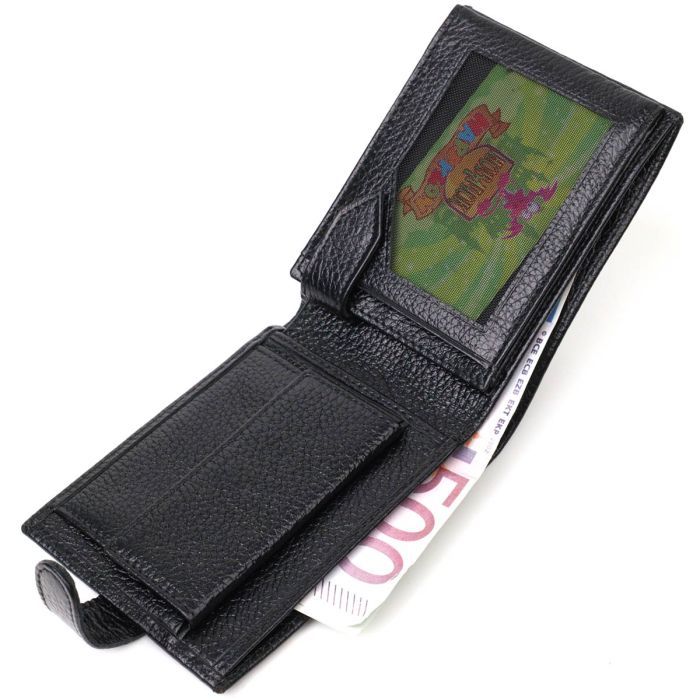 Портмоне Bond Accessories Из натуральной зернистой кожи Черное (22059) изображение 6