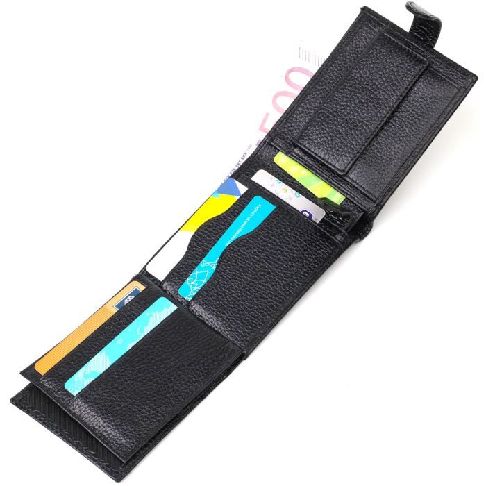 Портмоне Bond Accessories Из натуральной зернистой кожи Черное (22059) изображение 8