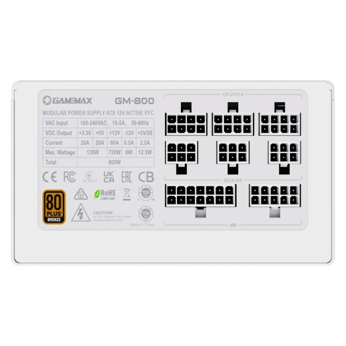 Блок питания Gamemax 800W (GM-800 Modular white) изображение 8