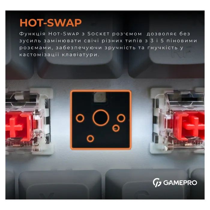 Клавиатура GamePro MK130G Pro Outemu Red Switch Hot-Swap 60 RGB USB/Wireless/Bluetooth Black (MK130G Pro) изображение 12