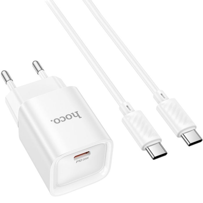 Зарядний пристрій HOCO C146A Charm USB-C PD20W + cable USB-C to USB-C White (6942007630269) зображення 2