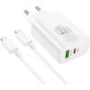 Зарядное устройство BOROFONE BN10 Sunlight 1xUSB-C PD65W + 1xUSB-A + cable USB-C to USB-C White (6974443388206) изображение 3