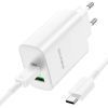Зарядное устройство BOROFONE BN10 Sunlight 1xUSB-C PD65W + 1xUSB-A + cable USB-C to USB-C White (6974443388206) изображение 4