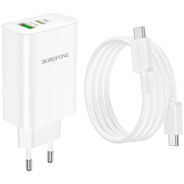 Зарядное устройство BOROFONE BN10 Sunlight 1xUSB-C PD65W + 1xUSB-A + cable USB-C to USB-C White (6974443388206) изображение 6