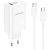Зарядное устройство BOROFONE BN10 Sunlight 1xUSB-C PD65W + 1xUSB-A + cable USB-C to USB-C White (6974443388206)