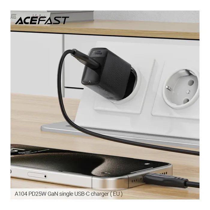 Зарядний пристрій Acefast A104 USB-C PD25W GaN Black (6974316283355) зображення 5