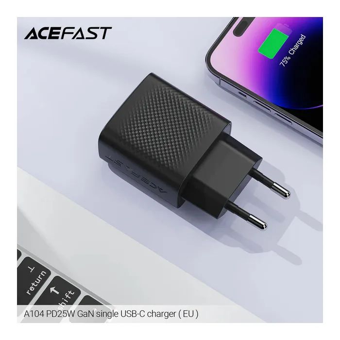 Зарядний пристрій Acefast A104 USB-C PD25W GaN Black (6974316283355) зображення 6