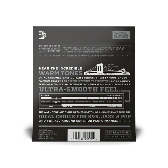 Струни для гітари D'Addario XL Chromes Bass Custom Light (40-100) (ECB84) зображення 3