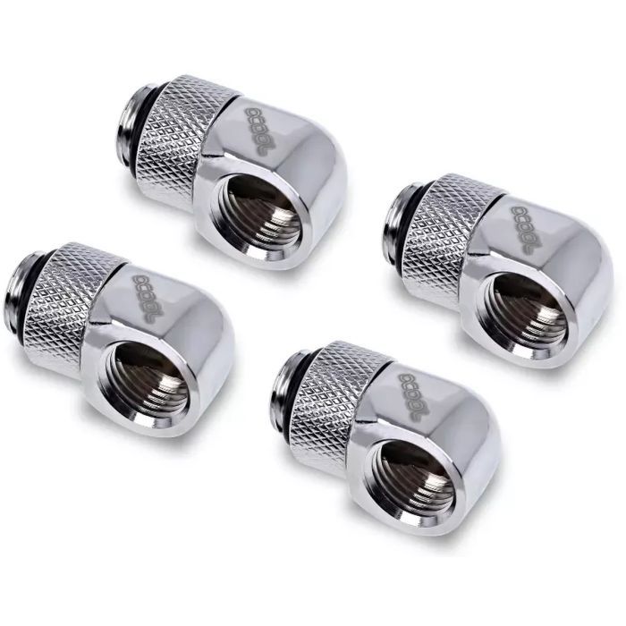 Фитинг для СЖО Alphacool Eiszapfen L-connector rotatable - 4pcs Set - Chrome (17616)