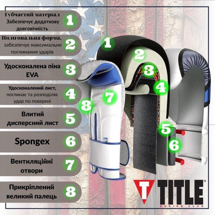 Боксерские перчатки Title Boxing Honorary Black M 12 oz (GOSBG M BK/BNL) изображение 4