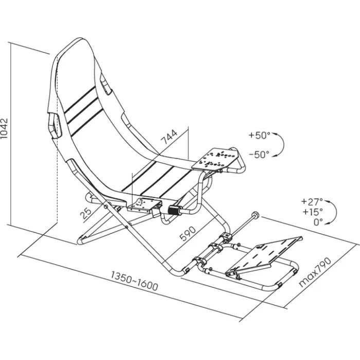 Кресло игровое GamePro з кріпленням для керма, педалей та коробки передач Black (RS400B) изображение 8