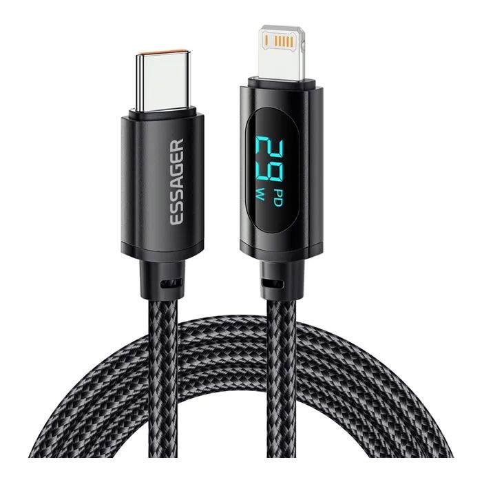 Дата кабель USB-C to Lightning 1.0m 29W LED black Essager (EXCTL-XY01-P)