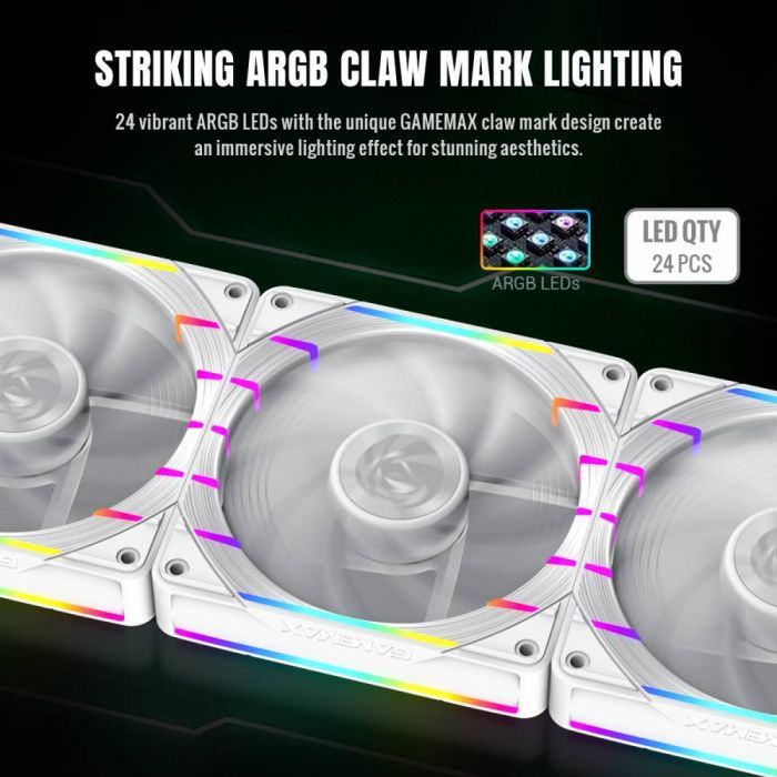 Кулер для корпуса Gamemax Tornado T12 ARGB-RW изображение 6