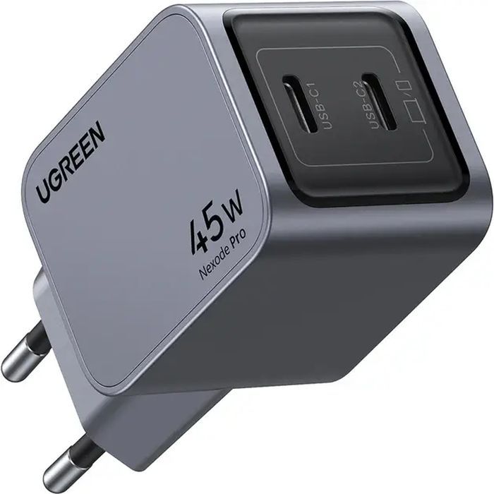 Зарядное устройство Ugreen 2xUSB-C PD45W GaN X707 gray (35008)