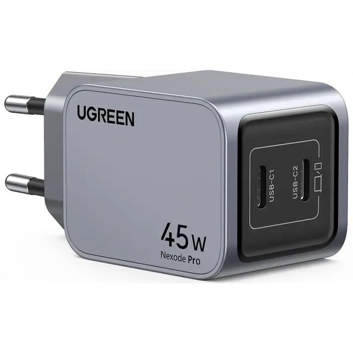 Зарядное устройство Ugreen 2xUSB-C PD45W GaN X707 gray (35008) изображение 2
