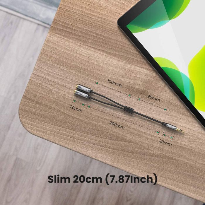 Кабель мультимедийный 3.5mm M to 2x3.5mm F 0.2m AV123 black Ugreen (10532) изображение 6