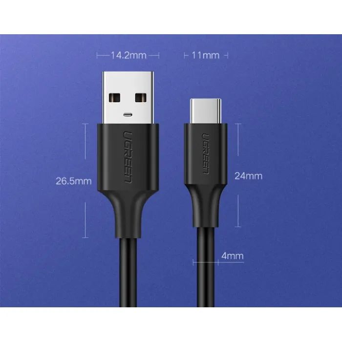 Дата кабель USB 2.0 AM to USB-C 0.25m 3A US287 white Ugreen (60119) изображение 3