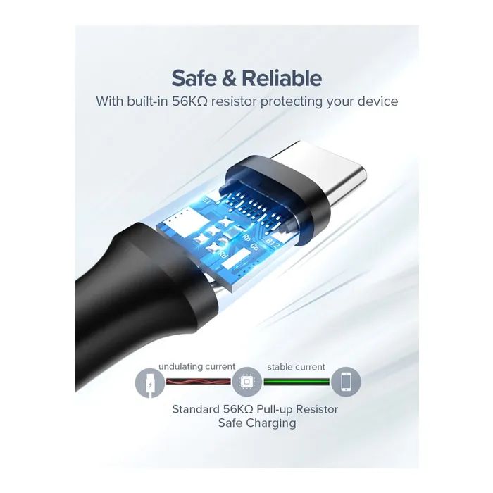 Дата кабель USB 2.0 AM to USB-C 0.25m 3A US287 white Ugreen (60119) изображение 4