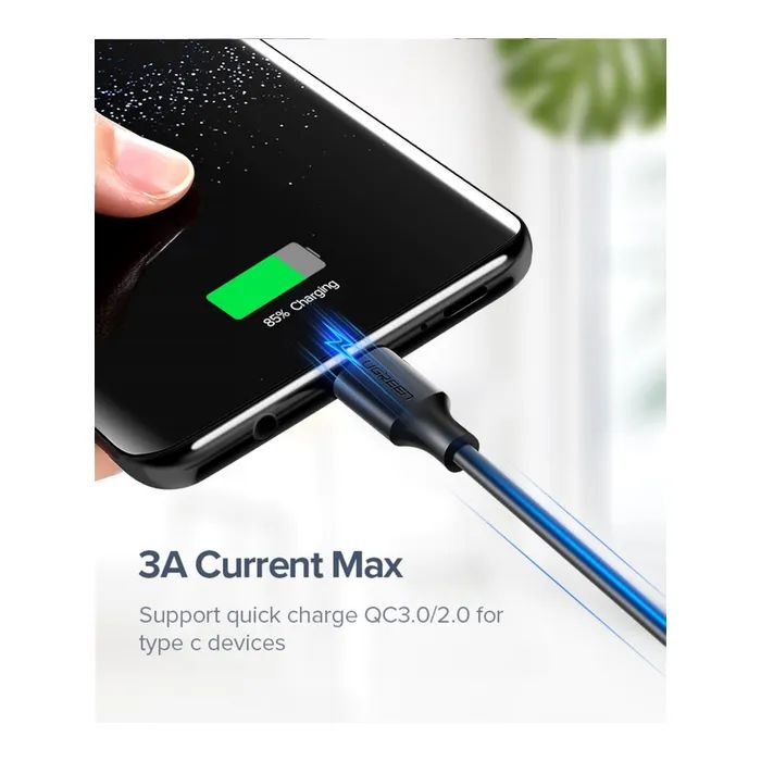 Дата кабель USB 2.0 AM to USB-C 0.25m 3A US287 white Ugreen (60119) изображение 5
