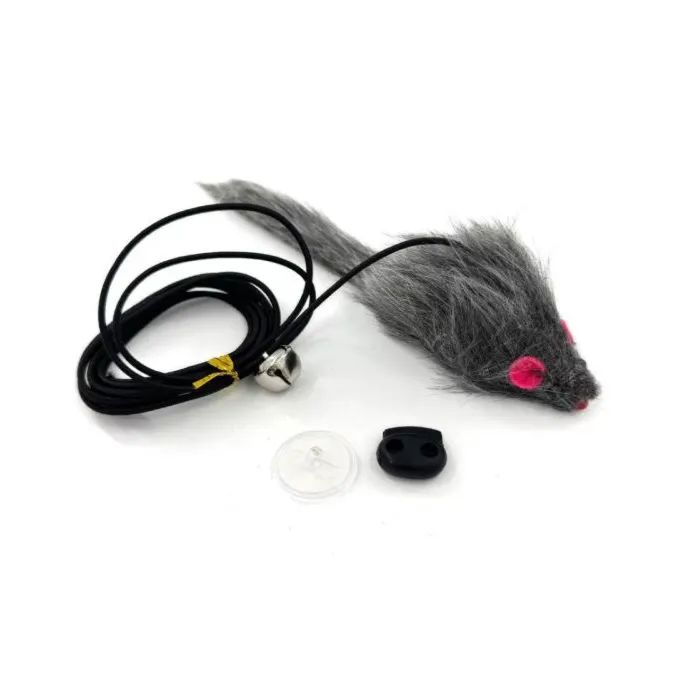 Игрушка для кошек Hippie Pet Мышка с веревкой серая 8 см (HIPCT2304006P)