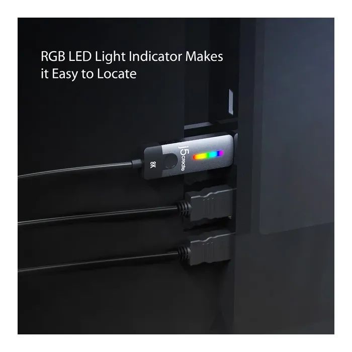 Кабель мультимедійний USB-C to HDMI M 1.8m 8K 60Hz LED RGB J5create (JCC157-N) зображення 7