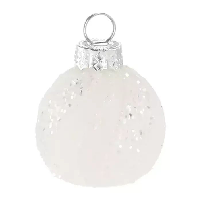 Ялинкова іграшка Chomik скляні кульки 4 см, 6шт, білі з блискітками (5900779855786) зображення 2