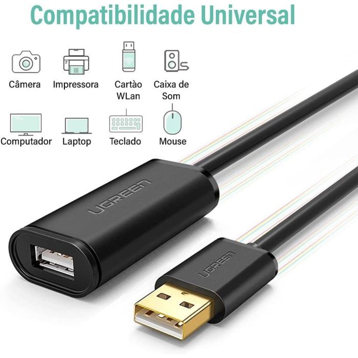 Дата кабель USB 2.0 AM to AF 20.0m Active black Ugreen (10324) изображение 2