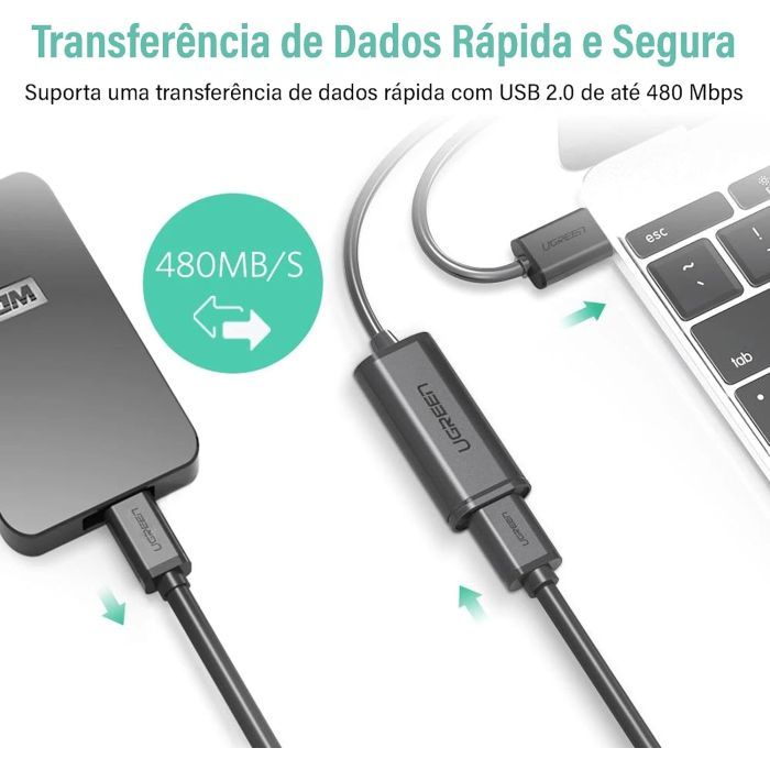 Дата кабель USB 2.0 AM to AF 20.0m Active black Ugreen (10324) изображение 4