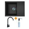Мойка кухонная Adamant Minimal чорний + змішувач + дозатор (1824296902303)