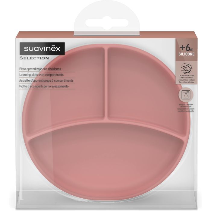 Тарілка дитяча Suavinex Colour Essence силіконова для вводу прикорму на 3 секції, +6 міс. зелена (402915) зображення 3