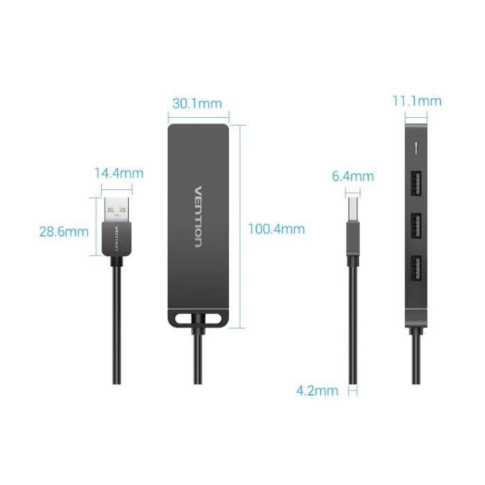 Концентратор Vention USB 2.0 to 4xUSB 2.0 black (CHMBB) зображення 2