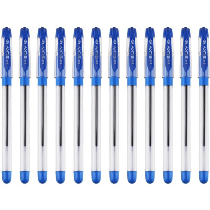 Ручка масляная Baoke Silky 0,5 мм, с гриппом синяя, 12 шт (B36-blue) изображение 2