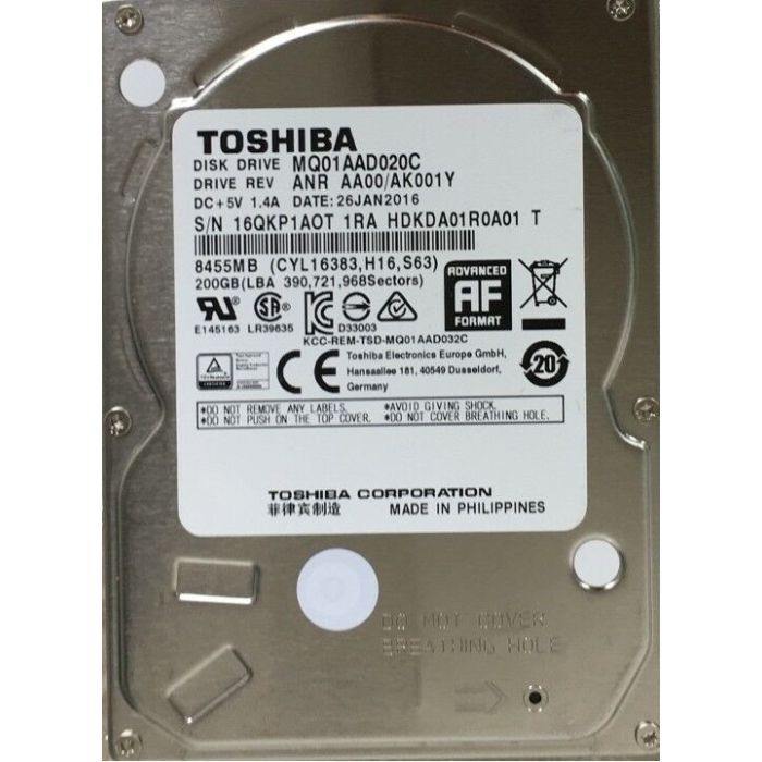 Жорсткий диск для ноутбука 2.5" 200GB Toshiba (MQ01AAD020C)