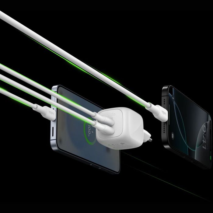 Зарядное устройство Belkin 2xUSB-C PD50W GaN PPS white (WCH019KQWH) изображение 12