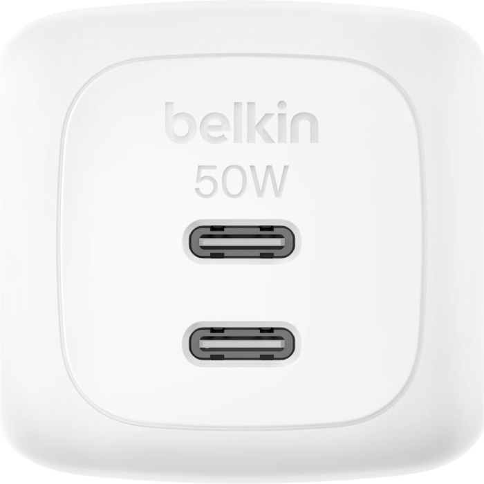 Зарядное устройство Belkin 2xUSB-C PD50W GaN PPS white (WCH019KQWH) изображение 3