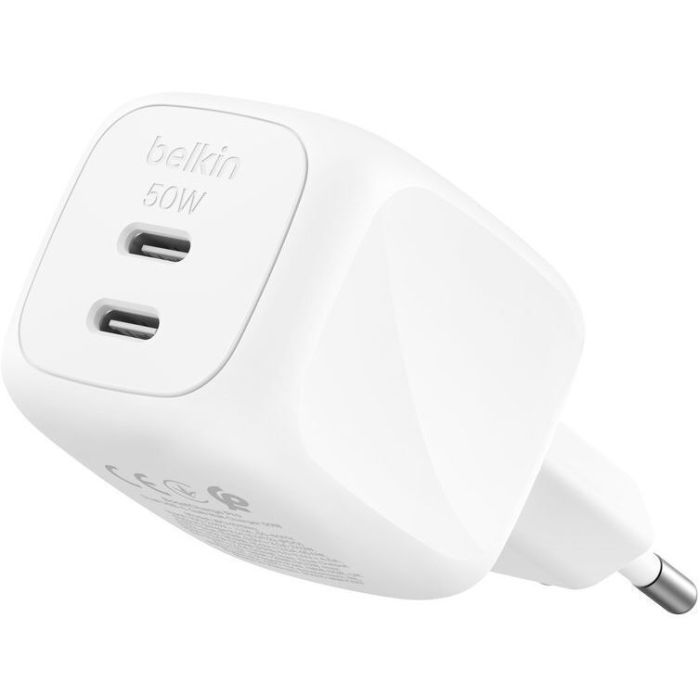 Зарядное устройство Belkin 2xUSB-C PD50W GaN PPS white (WCH019KQWH) изображение 5