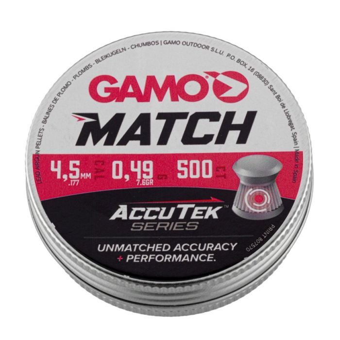 Пульки Gamo Match AccuTek 4,5 мм 0,49г 500 шт (6320034-AK)