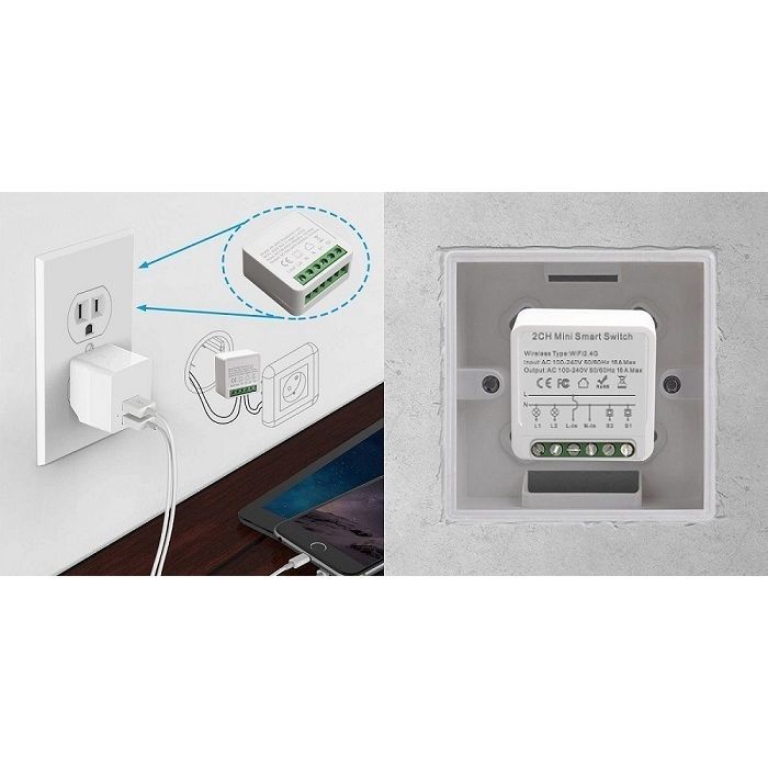 Автоматичний вимикач TUYA Wifi 16A 2-канальный (HS084028) зображення 3