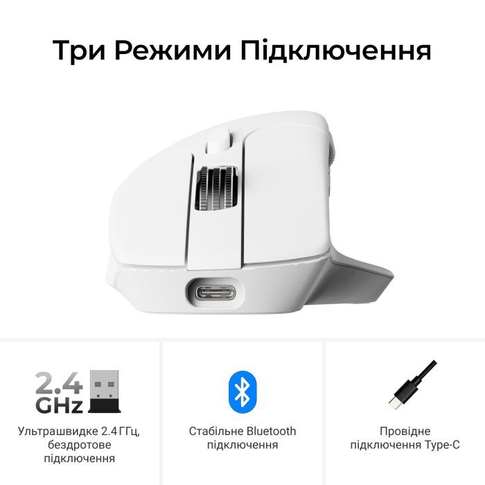 Мышка Keychron M6S Wireless/Bluetooth/USB White (M6S-B72) изображение 9