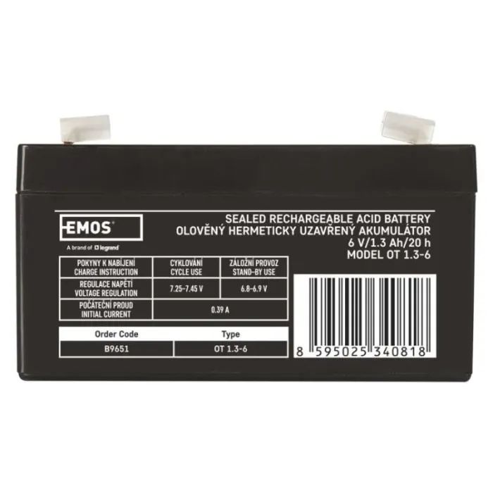 Батарея к ИБП EMOS B9675 AGM 12V 9Ah fast 6,3mm (B9675) изображение 2