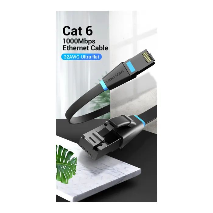 Патч-корд 3м, UTP cat 6 RJ-45 flat black Vention (IBJBI) изображение 5