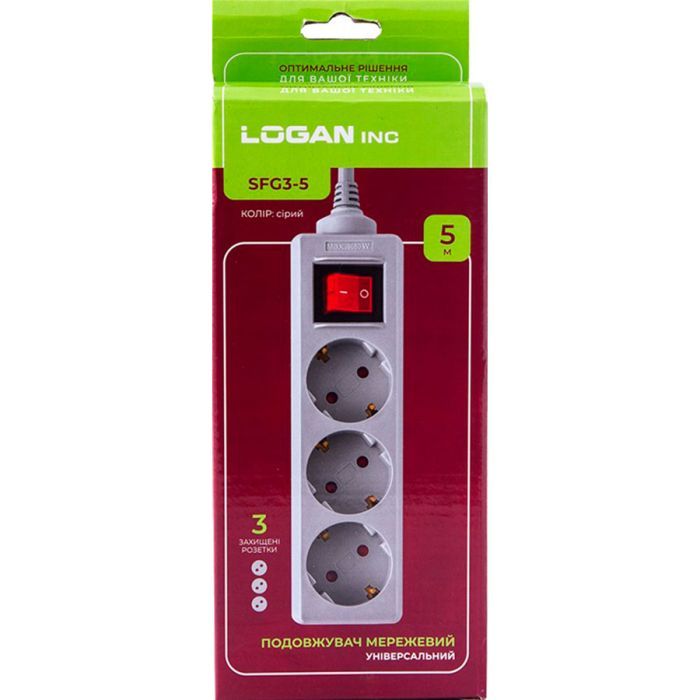 Сетевой фильтр питания Logan SFG3-5, 3 розетки, 5м (SFG3-5) изображение 5